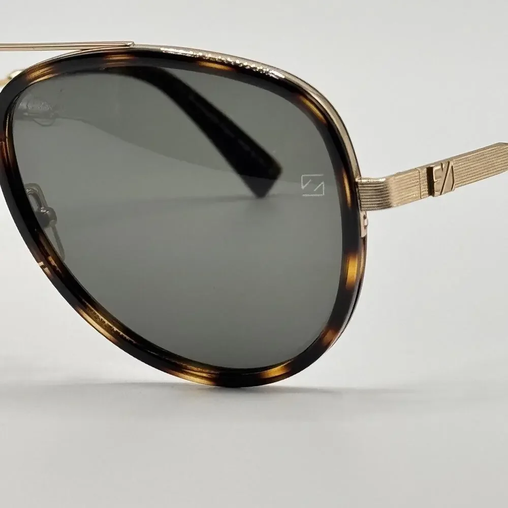 Ermenegildo Zegna Sunglasses EZ0008 28N Mens Tortoise Aviator Green Lens 58mm